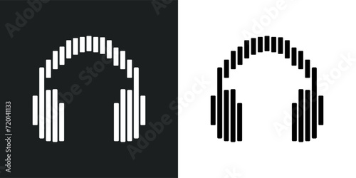 Earphones icon set. Listen music icon. Modern vector design sound headphones. Stereo headphones isolated graphic sign in vector