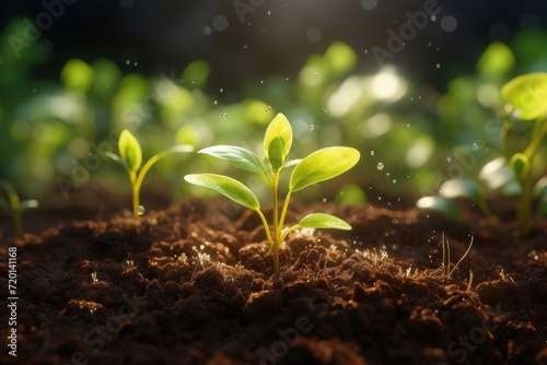 Gardening season with textured fertile soil.