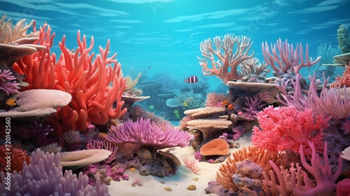 Vibrant Coral Reef with Marine Life Underwater