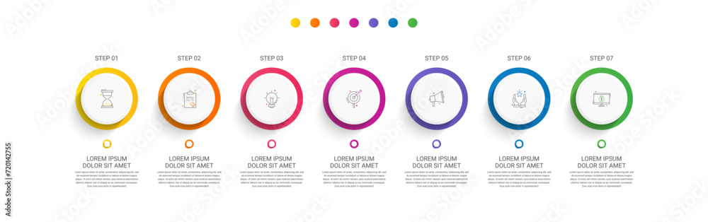 Modern vector infographics with seven circles. Business template with 7 ...