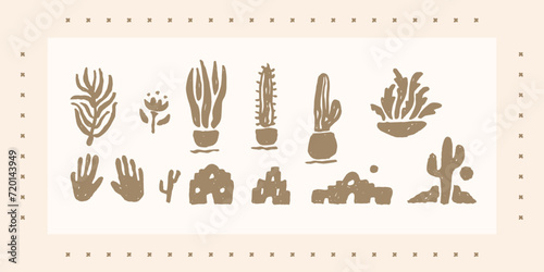 plants and buildings American Southwest and style aesthetic design, soothing vibe, natural feel, organic forms, rustic