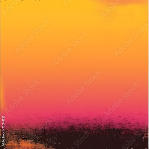 Electric sunrise gradient in shades of orange, pink, and yellow with a grainy texture reminiscent of dawn for a dynamic morning event poster. © Simo