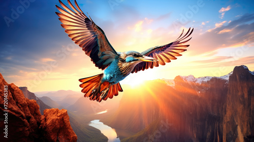 wild west inspired majestic kingfisher wallpaper © Sternfahrer