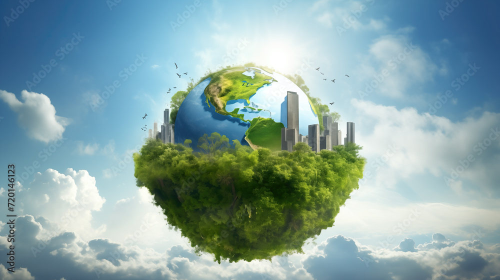 Naklejka premium a beautiful fantasy inspired planet earth nature bounded artwork