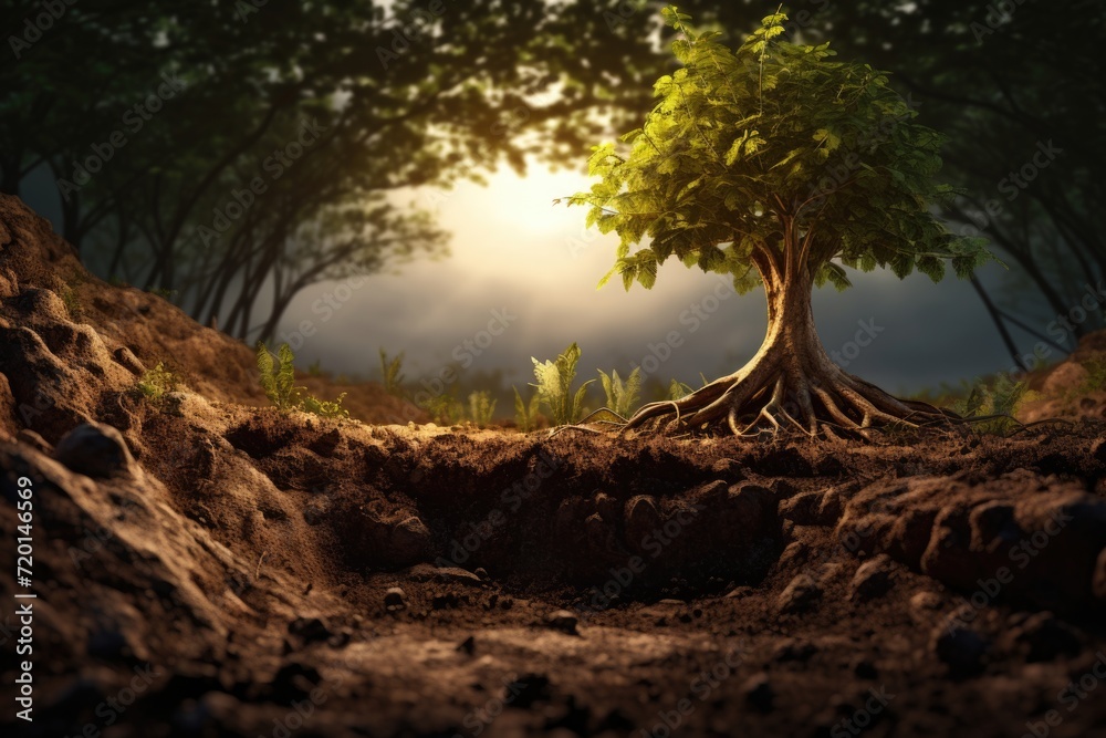 Planting small trees in natural soil. Planting small trees in natural soil.