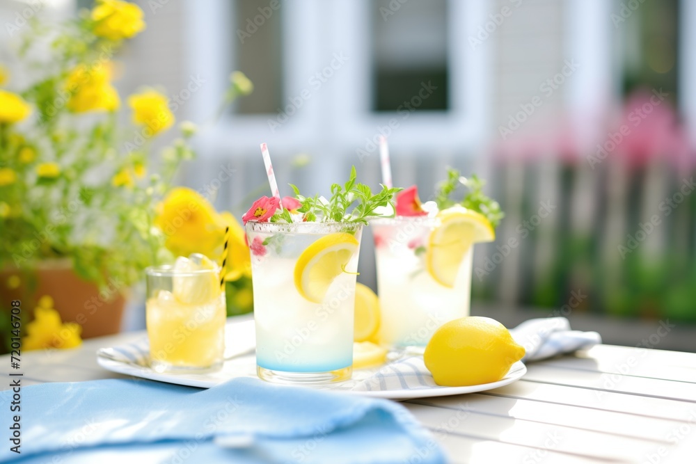 lemonade cocktails with lemon garnish at an evening patio party lemonade cocktails with lemon garnish at an evening patio party