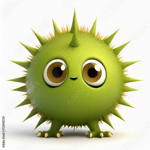 green spiked ball monster