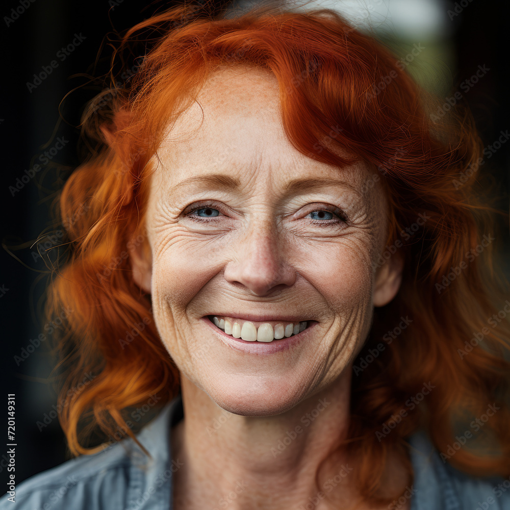 Captivating Portrait of a Senior Lady Embracing the Radiance of Red Hair Captivating Portrait of a Senior Lady Embracing the Radiance of Red Hair