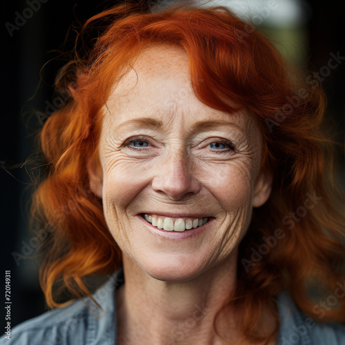 Captivating Portrait of a Senior Lady Embracing the Radiance of Red Hair