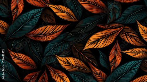 blue radiant shining leaves orange blue, beautiful color wallpaper