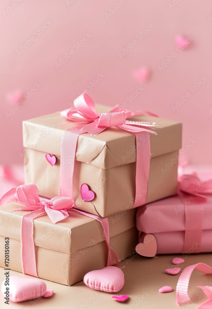 Valentine's day gift boxes. Holiday gifts, closeup. Valentine's day gift boxes. Holiday gifts, closeup.