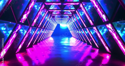 Animation of 80s Retro sci-Fi background. Video game Glow Retro. Neon glow light lines design. 
