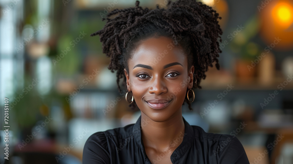 The key to success starts with how you define it. Portrait of an african businesswoman smiling while sitting at her desk. generative ai The key to success starts with how you define it. Portrait of an african businesswoman smiling while sitting at her desk. generative ai
