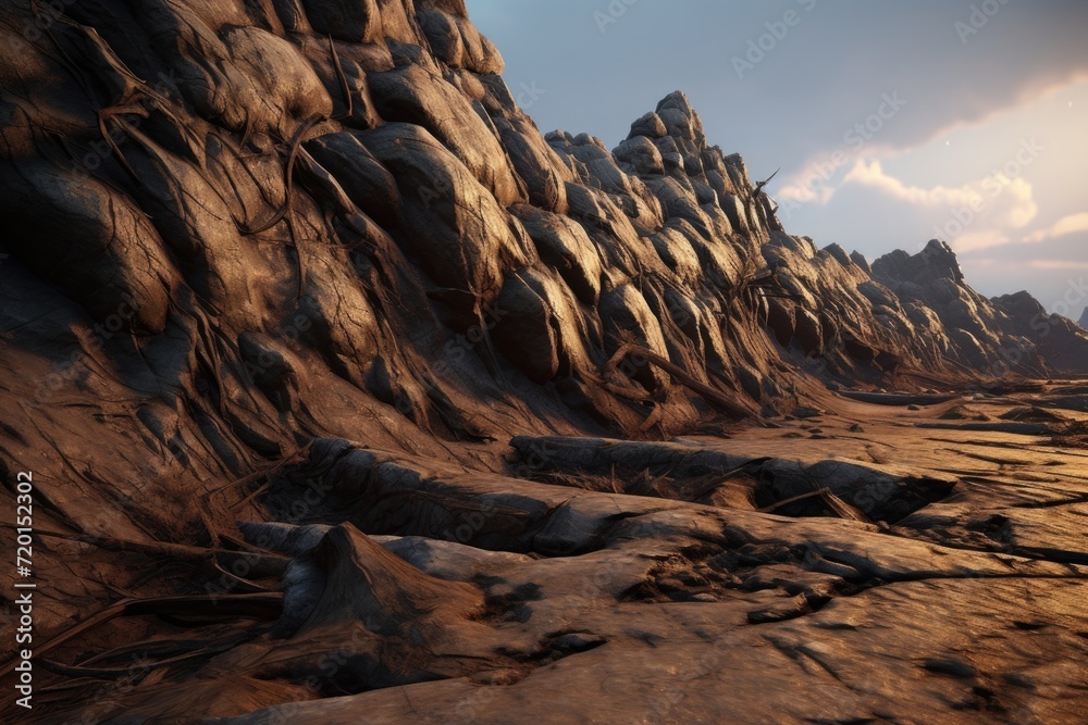 Obraz premium Preventing storm erosion with layered soil indication.