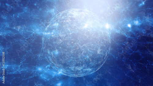 Abstract computer network cyberspace with sphere illustration background.