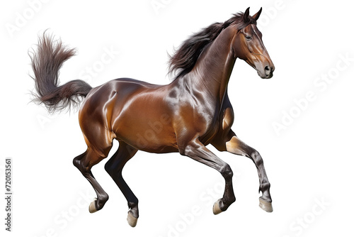 stallion beautiful adult bay arabian galloping  isolated on white background