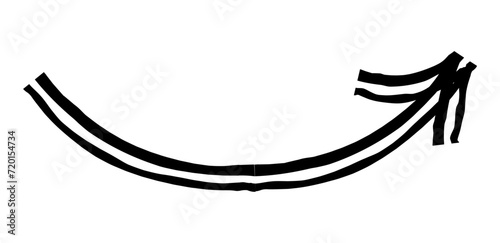 Hand drawn simple arrow drawn with wax crayon, chalk or charcoal. Uneven dry texture for underlining highlighting. Pencil drawn lines, strikethrough, grungy vector isolated on white.