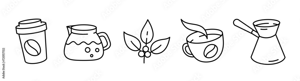 Coffee icon set. Editable outline stroke. Vector line open paths illustration. Coffee icon set. Editable outline stroke. Vector line open paths illustration.