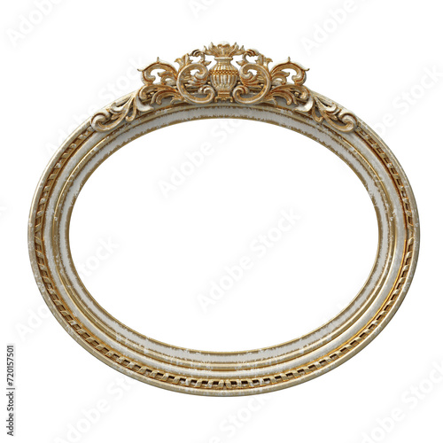 Old shabby gilded oval frame