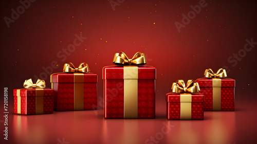 The gift box png image for celebration concept 3d rendering Pro PNG,, Square golden gift box with gritter ribbon bow
