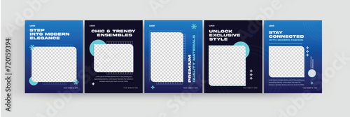 Futuristic and gradient social media carousel for gamer, fashion, tech, vector illustration EPS 10
