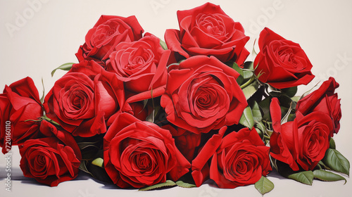 beautiful red rose flowers with white background 