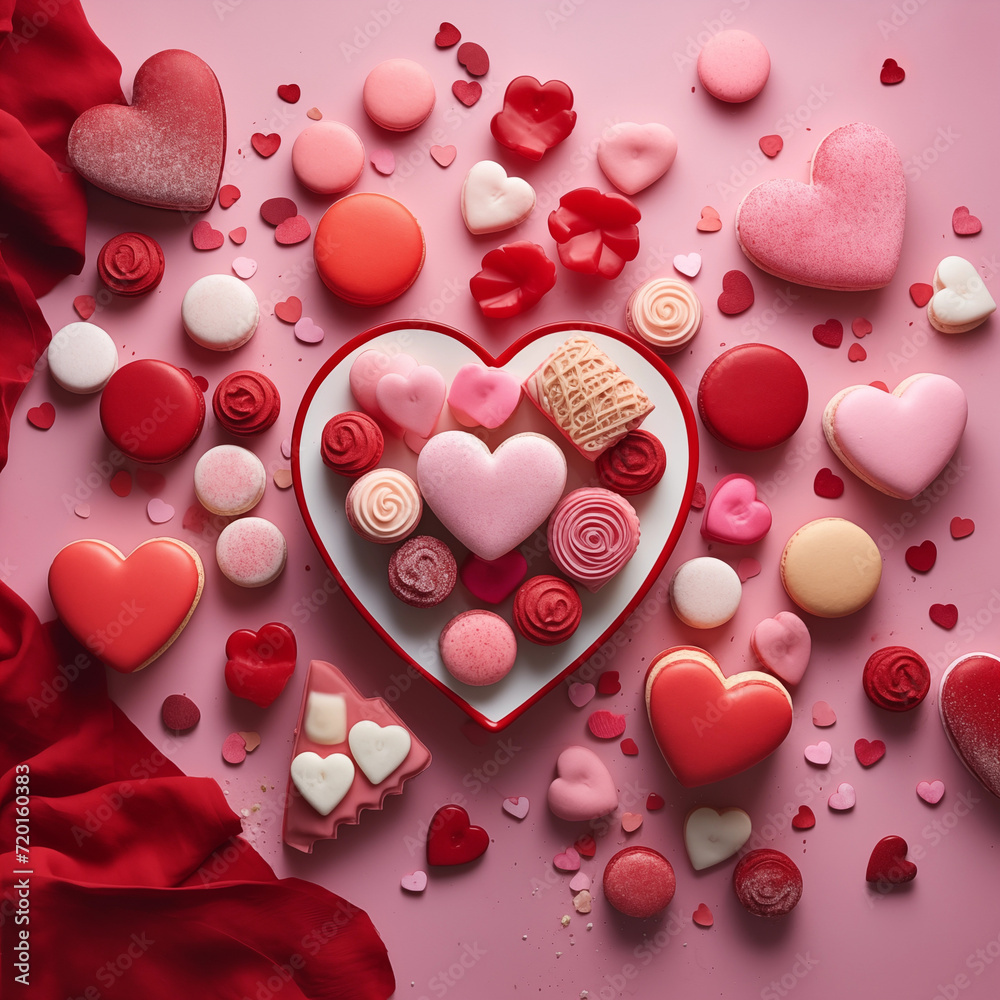 heart, valentine's day, valentine, holiday, pink, background, love, romance, cake, candy, feelings, romance, sweets, cute, tender