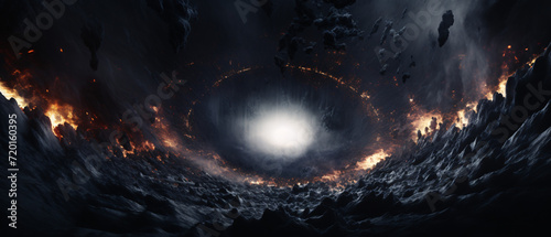 Dive into the cosmic abyss with a supermassive black hole, where gravity's dominance shapes the fabric of space and time.