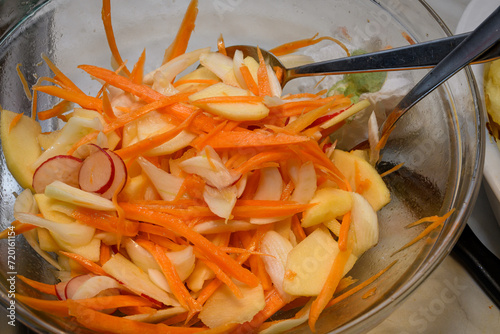 Fresh Salad With Fennel, Carrot, Radishes And Apple