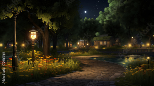 beautiful park at night background wallpaper © Karina