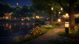 beautiful park at night background wallpaper 