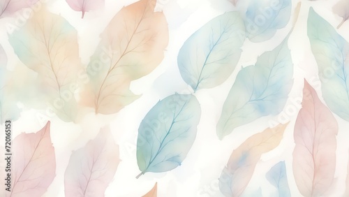 Seamless pattern of watercolor abstract of dried leaves in pastel colors from Generative AI