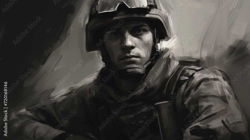 Stylized soldier, sketch art for artist creativity and inspiration