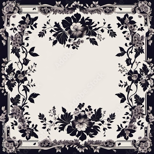 Black and white floral frame