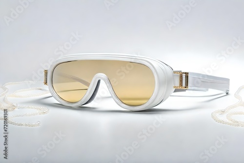 glasses and goggles, branded goggles on white backdrop, for commercial uses