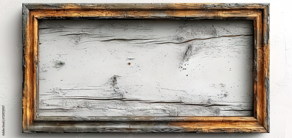 Naklejka premium Wooden empty frame on a white background.
