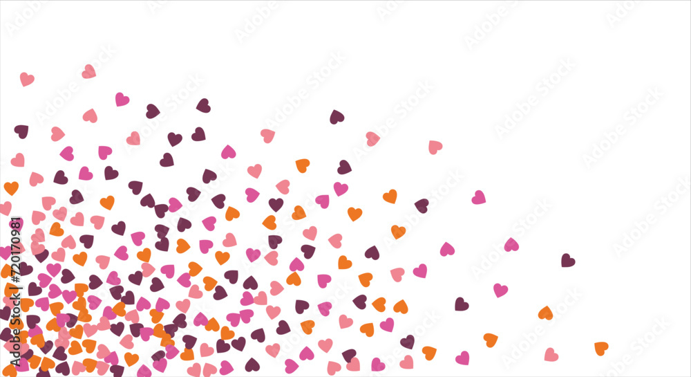 Valentine's Day. Festive heart banner design. Bright confetti hearts. Vector illustration.