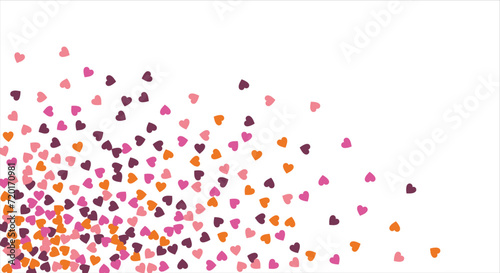 Valentine s Day. Festive heart banner design. Bright confetti hearts. Vector illustration.