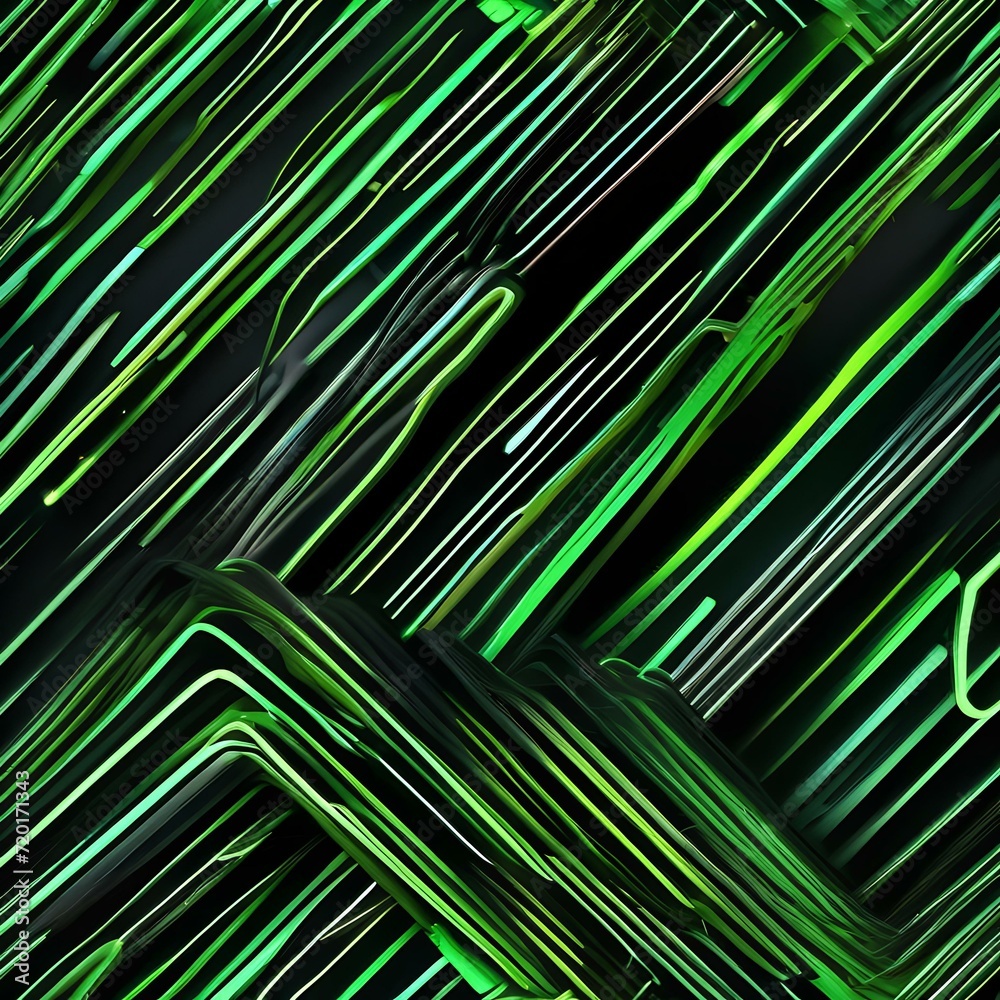 Fototapeta premium A mesmerizing abstract composition featuring vivid green neon lines moving dynamically over a black canvas, leaving trails of vibrant energy5