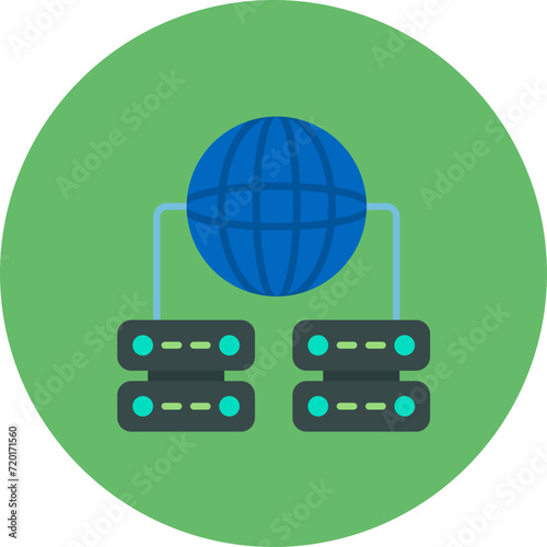 Global Servers icon vector image. Can be used for Networking and Data Sharing.