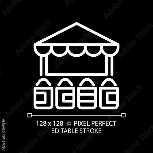 Traditional spices and herbs arabic market white linear icon for dark theme. Open space souk. Famous culture architecture. Thin line illustration. Isolated symbol for night mode. Editable stroke