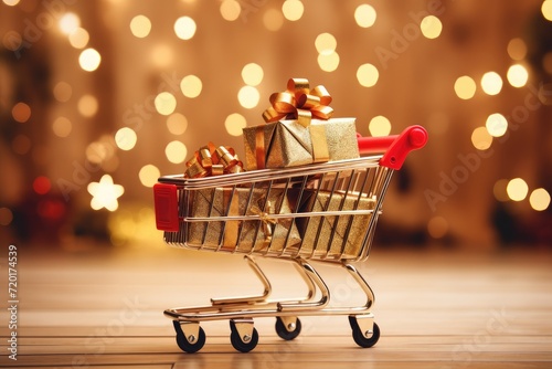 Golden Holiday Shopping Spree with Sparkling Gifts and Festive Cheer - Celebrate in Style Generative AI