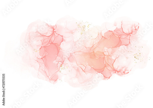 Fototapeta Naklejka Na Ścianę i Meble -  Modern abstract luxury wedding invitation designs or card templates for birthday greetings or invitations on valentines day with pink watercolor waves or fluid art in alcohol ink with gold.