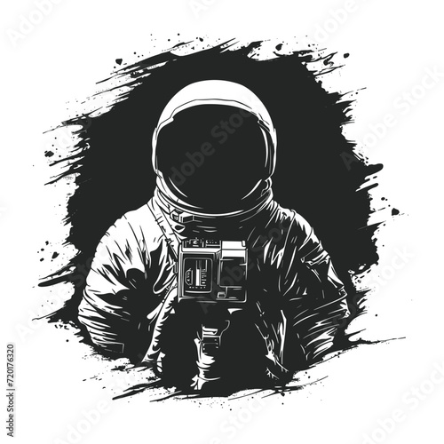 Astronaut black silhouette, vector illustration.