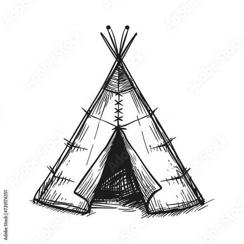 Silhouette teepee, little house, vector illustration.