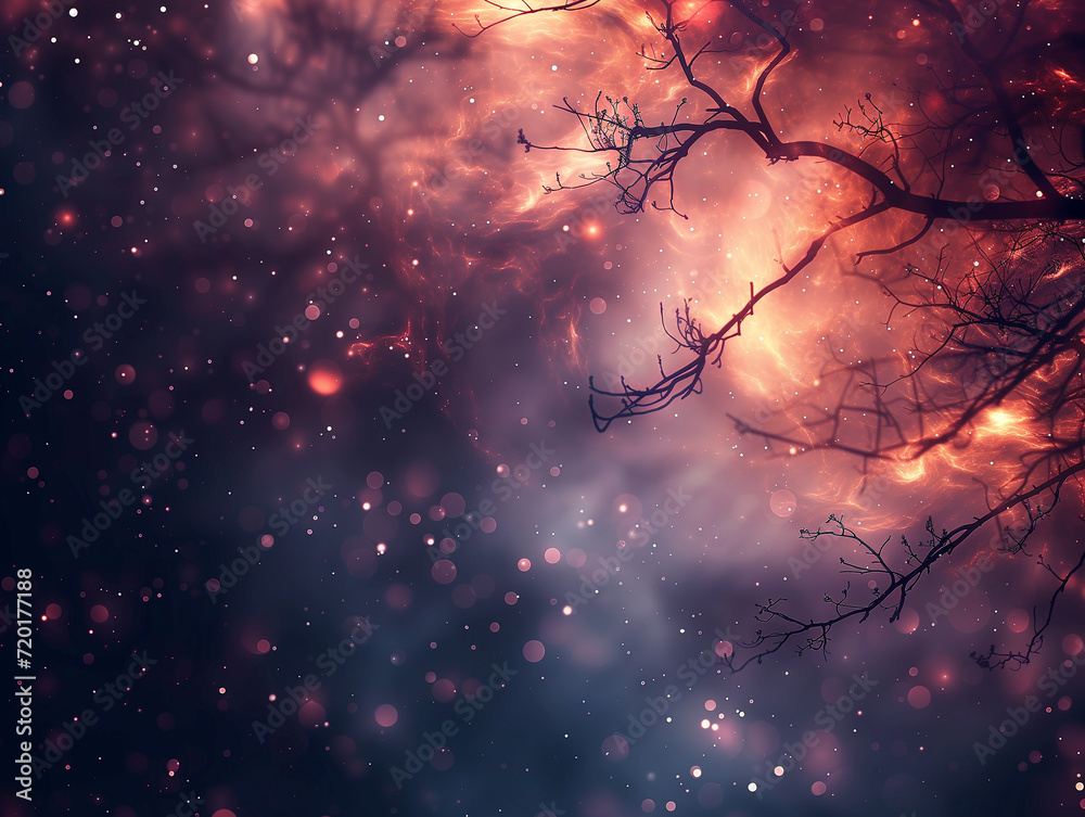 sunset in the forest