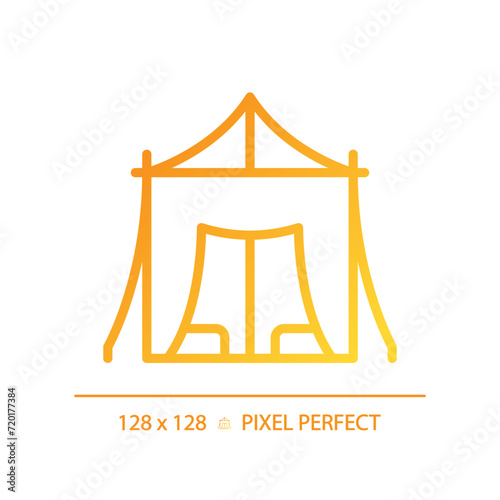 Desert bedouin tent gradient linear vector icon. Arabic traditional living. Desert culture. Sand comfort shelter. Thin line color symbol. Modern style pictogram. Vector isolated outline drawing