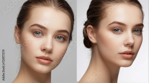 Beautiful woman with clean fresh skin  Concept photo for Aesthetic clinic