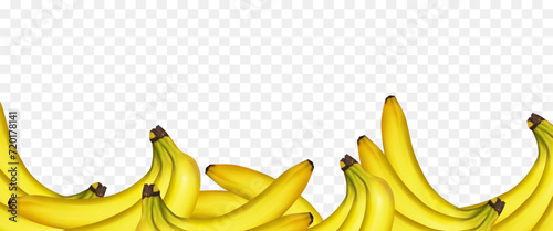 Frame or border made of 3D bananas. Vector illustration isolated on transparent background.