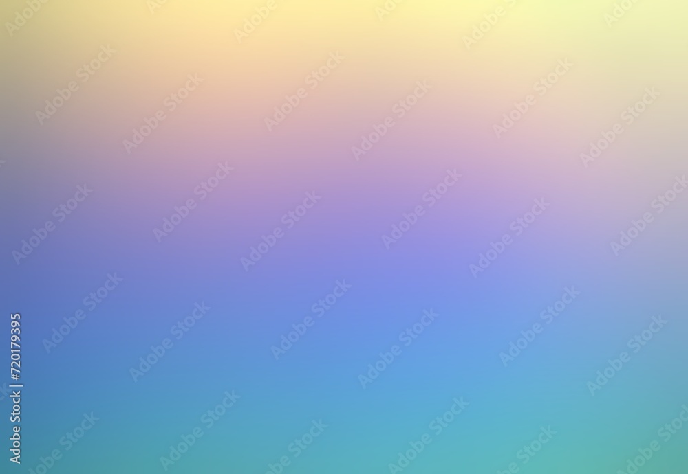 Holographic gradient of yellow blue lilac color. Bright ombre blur background.